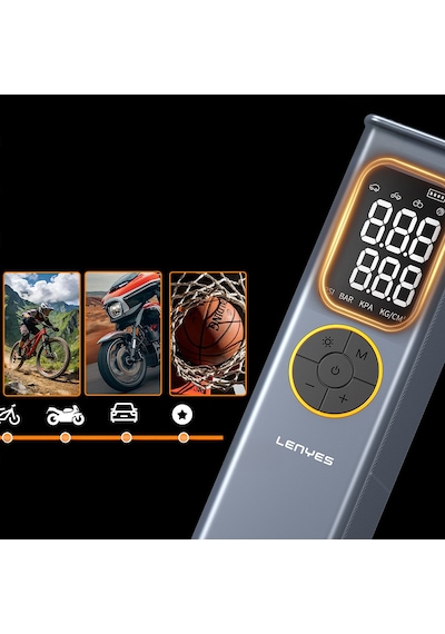Lenyes Lcı205 Ledli Araç Akü Acil Durum Takviye Güç Kaynağı Ve Hava Kompresörü 12v 100w 7200mah Gri
