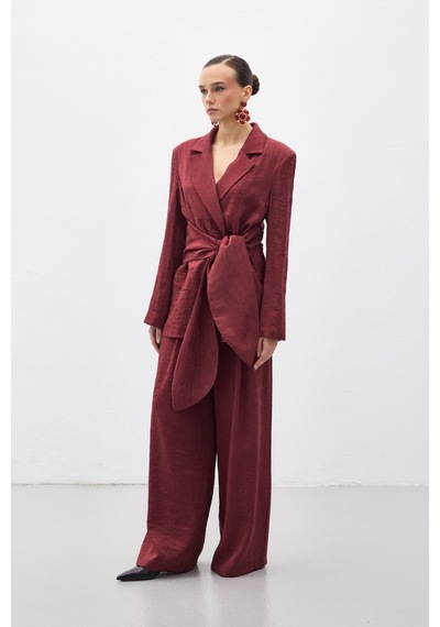 Sateen Freya Pantolon - Bordo-137155 Bordo