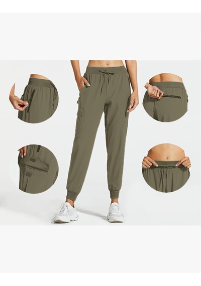 Kadın Quich Dry Hiking Athletic Joggers Doğa Yürüyüşü Günlük Pantolon 001 Haki