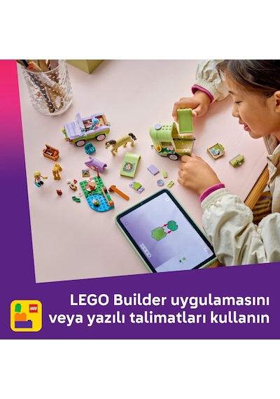 LEGO®  Friends At ve Tay Römorku Oyuncağı 42695-7 Yaş ve Üzeri Çocuklar için Minifigür İçeren Yaratıcı Oyuncak Yapım Seti(279Parça)