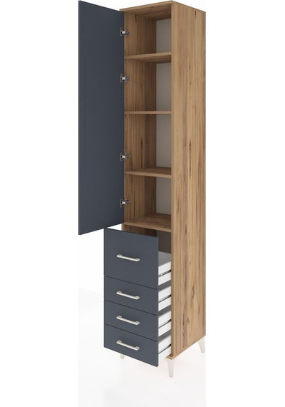 Hyperion Dolap 4 Raflı 4 Çekmeceli Tek Kapaklı 44x44x243 Çam-... Çam Hyperion Dolap 4 Raflı 4 Çekmeceli Tek Kapaklı 44x44x243 Çam-... Çam