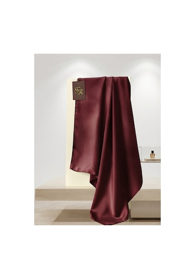 Flora Tekstil Kristal Eşarp Parlak Saten Dokulu Tesettür Abiye Eşarp 95x95 Cm Bordo