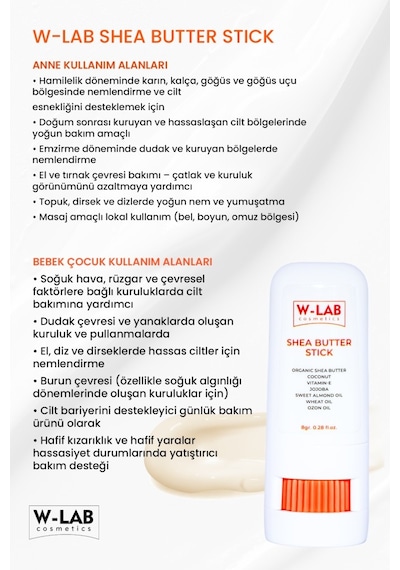 W-Lab Cosmetics Shea Butter Stıck 8 Gr