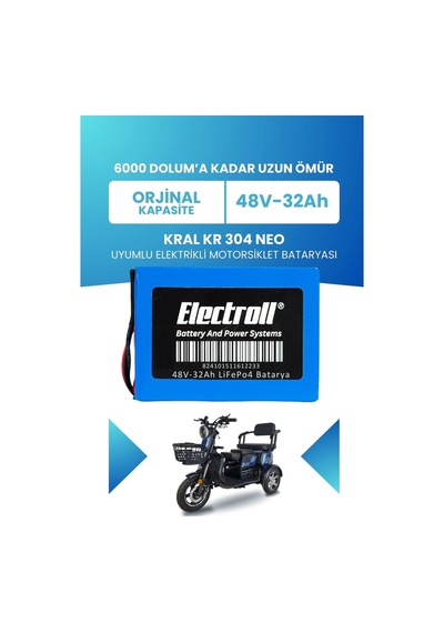 Kral Kr-304 Neo Uyumlu Batarya Standart Kapasite Lifepo4 48v 32ah Elektrikli Motorsiklet Bataryası