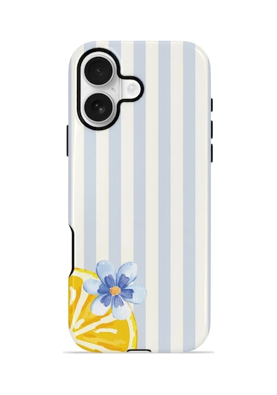 Apple iPhone Uyumlu 17 Vorian Çift Katmanlı Magsafe Kılıf Blue Lemon Blossom