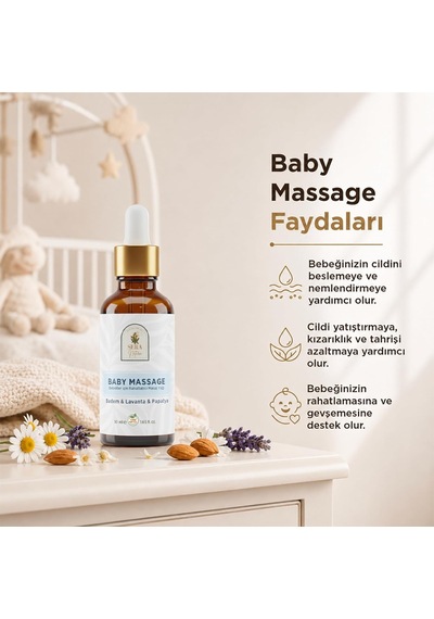 Baby Massage Bebek Masaj Yağı Doğal Badem, Papatya Ve Lavanta Yağı Rahatlatıcı, Nemlendirici Ve Yatışt