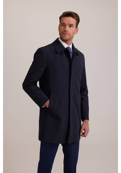 Erkek Lacivert Regular Fit Pardesü İçi Çıkmalı Lacivert