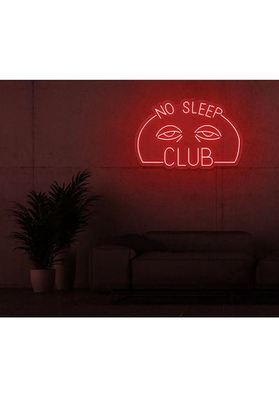 No Sleep Club Yazılı Ve Şekilli Neon Tabela Kırmızı