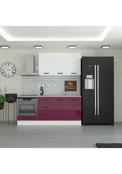 195 Cm Mutfak Dolabı Mdf Kapak Tezgah Dahil Yrkn195 102 Mürdüm