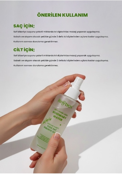 Royues Dökülme Karşıtı Ve Saç Uzatma Etkili Biberiye Suyu 2 x 150 ML