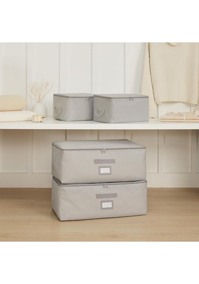 4'lü Gri Balıksırtı Hurç Set 2 Adet 30 X 22 X 18/2 Adet 52 X 28 X 21 Cm