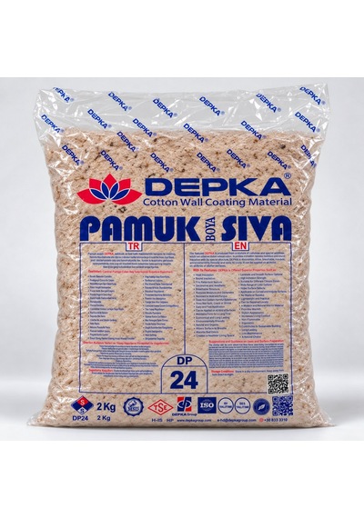 Depka Pamuk Sıva Dp24 2 Kg 7-8 M² İpek Sıva Alternatifi Isı Ve Ses Yalıtımlı Dekoratif Sıva