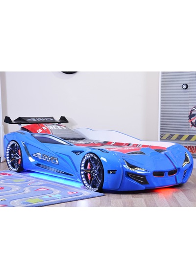 Arabalı Yatak, Mercedes Rüzgarlıklı Full Ledli Arabalı Yatak - Mavi + 1 Adet Comfort Yatak Arabalı Yatak, Mercedes Rüzgarlıklı Full Ledli Arabalı Yatak - Mavi + 1 Adet Comfort Yatak