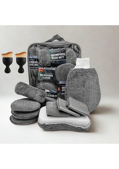 Polham Profesyonel 11 Parça Mikrofiber Araç Oto Yıkama Seti Araç Fırçası Araç Mikrofiber Bez Seti
