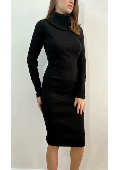 Mois Atelier Siyah Örme Dar Elbise, Tasarım, Hediye, Büyük Beden