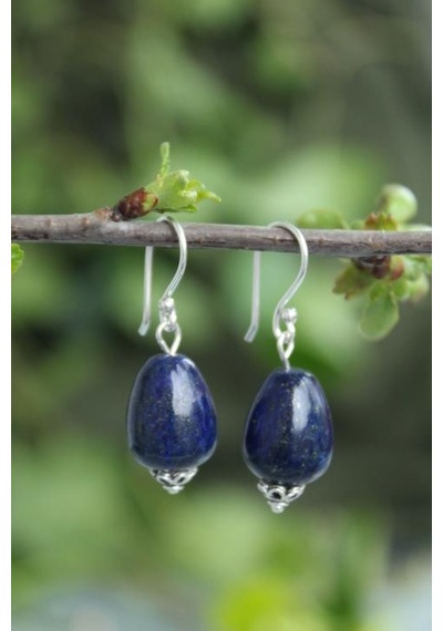 Stoneage Bayan Gümüş Küpe Lapis Lazuli Sevgiliye Beyaz