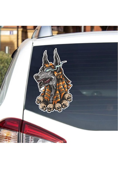 Anubis Mumya Kurukafa Sticker - Araba Oto Araç Motosiklet Karavan Cam Sticker - 00055 12X7 Cm