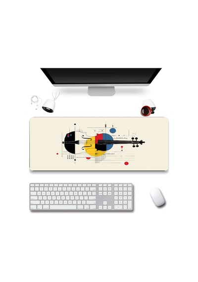 Sonictouch Klavye Mousepad 32x70cm Dikişsiz Pürüzsüz Sıvı Geçirmez Kaymaz Taban Mondrian Kemanı