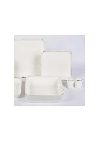 New Bone Porselen Kare 30 Parça Yemek Takımı Mtfk0117 Beyaz