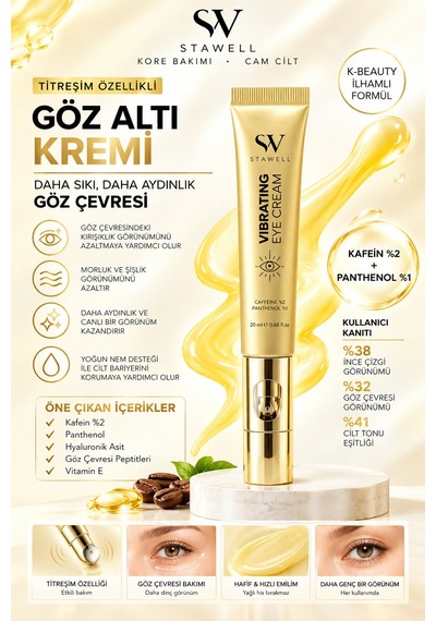 Stawell Titreşimli Masaj Başlıklı Kafein içerikli Göz Çevresi Bakım Kremi 20 ML