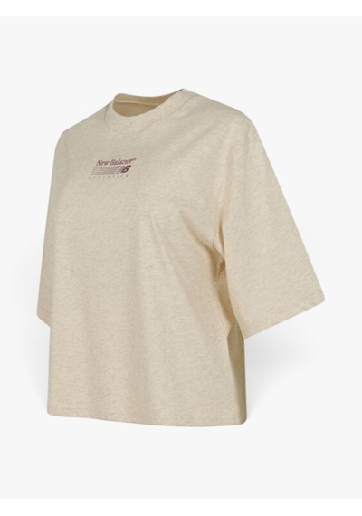 New Balance Nb Lıfestyle Women T-shırt Kadın Bej Melanj T-shirt - Wnt3651