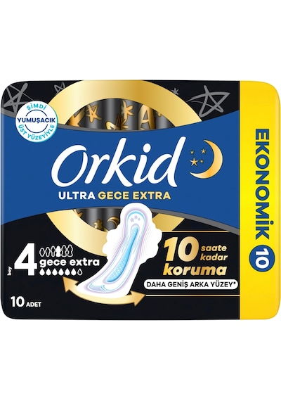 Ultra Hijyenik Ped Gece Ekstra Boy 4 Ekonomik Paket 10 Adet Ped