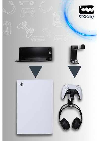 Duvar Standı PS5 ve Dualsense Şarj İstasyonu İçin Joystick Konsol Tutacağı 2'li Paket