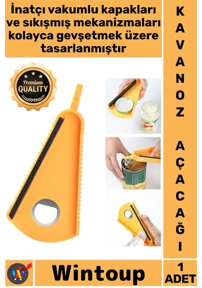 Açacak Çok Fonksiyonlu V Şekilli Kaymaz Lastik Şeritli Pratik Konserve Kavanoz Şişe Kapak Açacağı Diğer