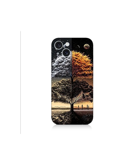 Apple Uyumlu iPhone 15 Gece Ve Gündüz Desenli Silikon Kılıf Silikon