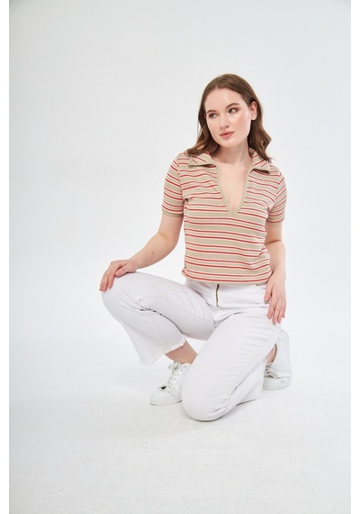Kutaf Polo Yaka Çizgili T-shirt 001