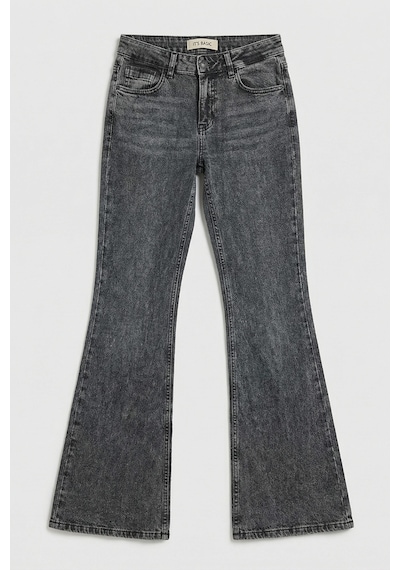 Itsbasic Kadın Kot Füme 4s6-14 Sln05 Mide Rise Flare Fit Süper Esnek Kumaş İç Boy 83cm Denim Jean