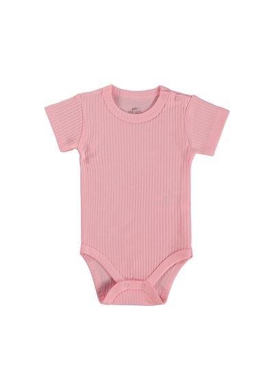 Minidamla Baby Minidamla Kısa Kol Basic 3'lü Set 1-18 Ay Çıtçıtlı Badi - Pembe