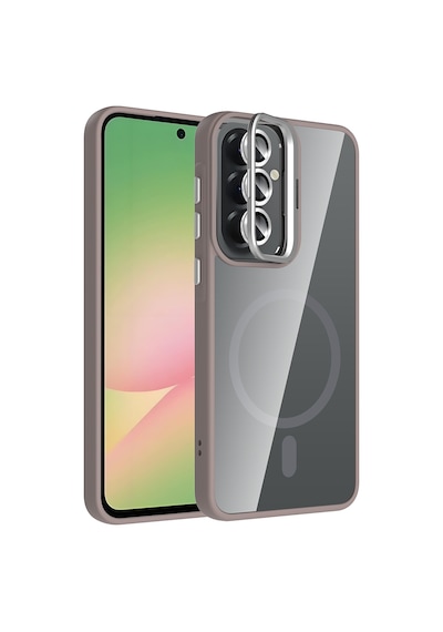 Gpack Samsung Galaxy Uyumlu A37 Kılıf Etro Standlı Araç Tutucu Özellikli Kamera Lens Koruyucu  Gri