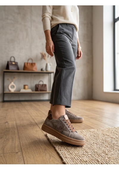 Venüs 2652451k Kadın Hakiki Süet Deri Yıldız Desen Sneaker Ayakkabı Vizon