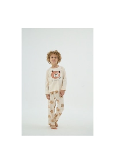 Zeyzey 8901 Unısex Çocuk Baskılı Pijama Takım Vanılya/3-4yas Vanilya