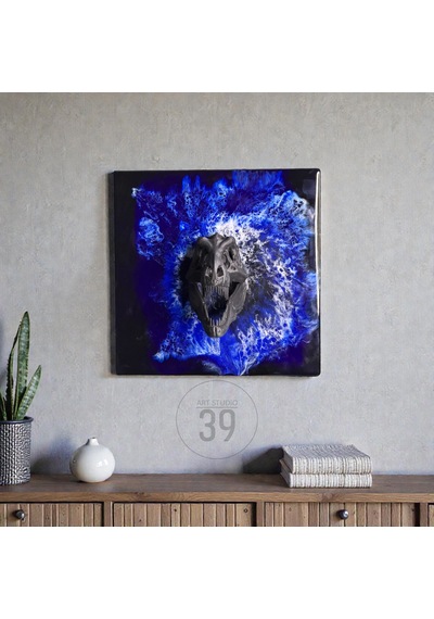 3d T-rex Kafatası Mavi Epoksi Duvar Tablosu, El Yapımı Heykelsi Sanat Eseri, 35x35 Cm, Modern & Statement Tasarım 35 x 35 CM 3d T-rex Kafatası Mavi Epoksi Duvar Tablosu, El Yapımı Heykelsi Sanat Eseri, 35x35 Cm, Modern & Statement Tasarım 35 x 35 CM