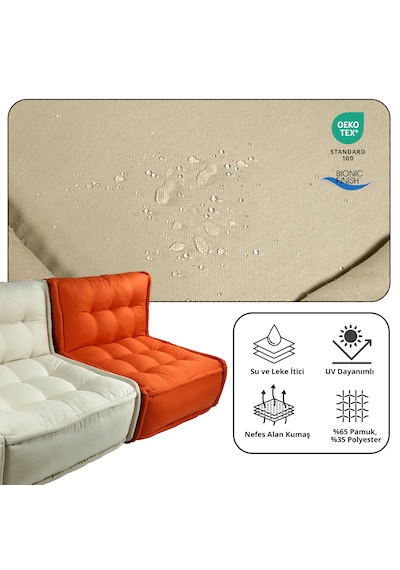 Xpermate Zen Sırtlı Minder İskandinav Tarzı Minder 80x60 Bej