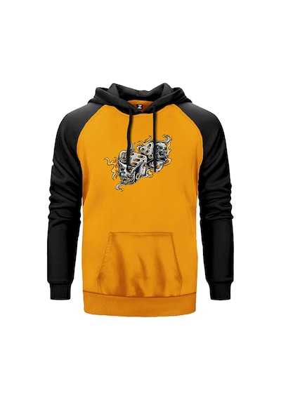 Two Gray Dices Cartoon Sarı Renk Reglan Kol Sweatshirt Sarı