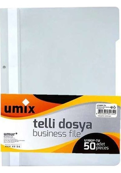 Umix Telli Dosya A4 Plus Beyaz 50'li Paket