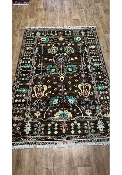 El Dokuma Afghan Halısı Kahverengi
