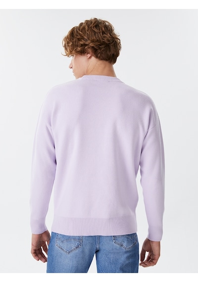 Oversize Fit Erkek Kazak Lila