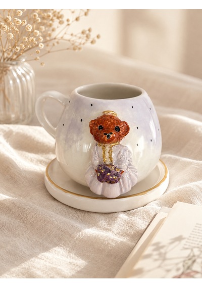 Teddy Ayıcıklı Seramik Kupa Lavanta