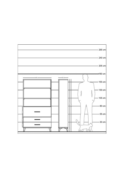 Arges Dolap 3 Raflı 3 Çekmeceli 88x30x163 Antrasit-çam Antrasit