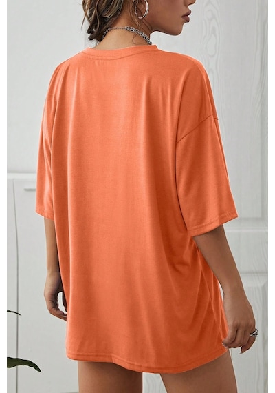 Unisex His Mercies Baskılı Oversize Tshirt Turuncu Siyah