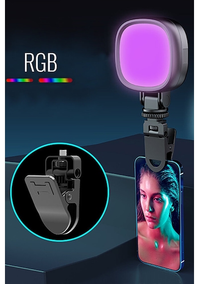 Şarjlı Rgb Led Selfie Video Kamera Işığı Tripod Uyumlu Ve Mandall