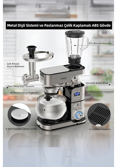 Mioji Mio MX10 6L 1500W Mikser & Blender Seti