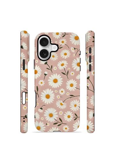 Apple iPhone Uyumlu 17 Vorian Çift Katmanlı Magsafe Kılıf Daisy Mocha Garden
