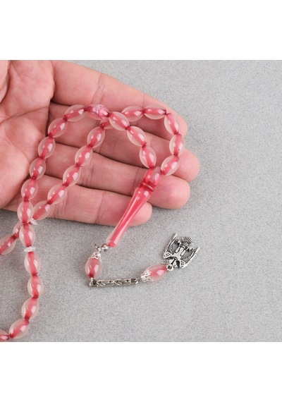 Kedigözü Alpaka Püsküllü Beyzi Kesim 7x11mm Tesbih- Kırmızı