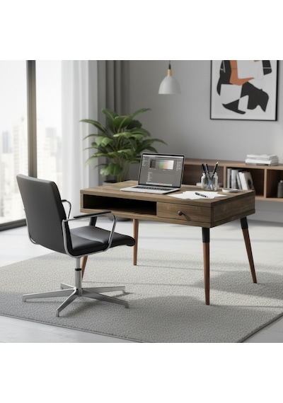 Mobenta Neo Desk: Masif Çalışma Masası 1 Çekmece Ve 1 Laptop Bölmesi - 120 Cm Cv Ceviz