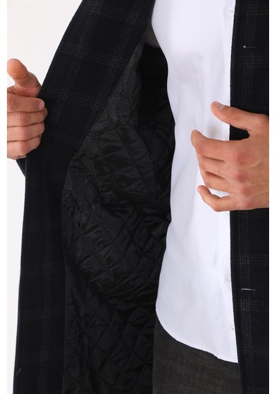Plt8367 Dewberry Erkek Palto-Desenli Lacivert-Desenli Lacivert